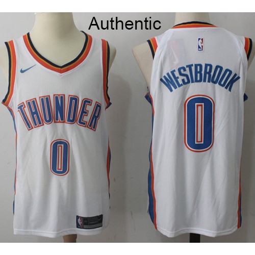 Oklahoma City Thunder #0 Russell Westbrook White Authentic Association Edition Jersey Mens