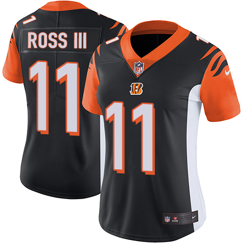 Cincinnati Bengals #11 John Ross III Black Team Color Women's Stitched Vapor Untouchable Limited Jersey Womens