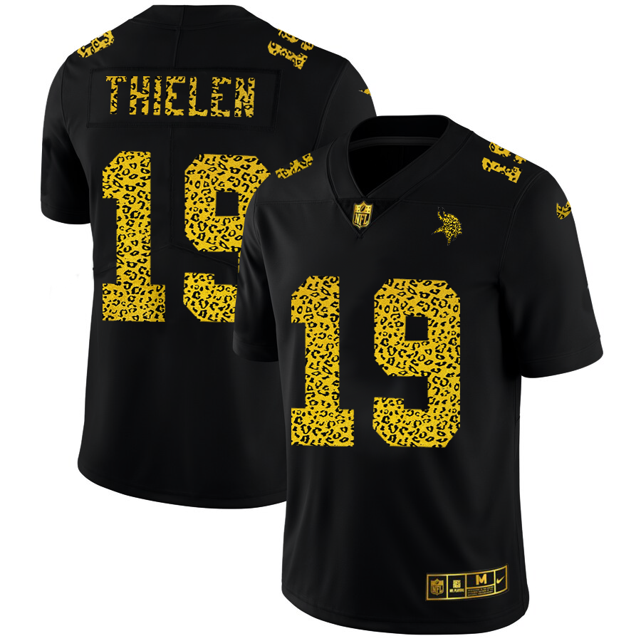 Minnesota Vikings #19 Adam Thielen Men's Leopard Print Fashion Vapor Limited Jersey Black