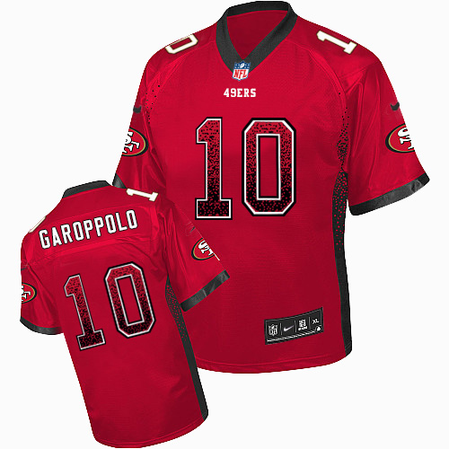 49ers #10 Jimmy Garoppolo Red Team Color Men's Stitched Elite Drift Fashion Jersey