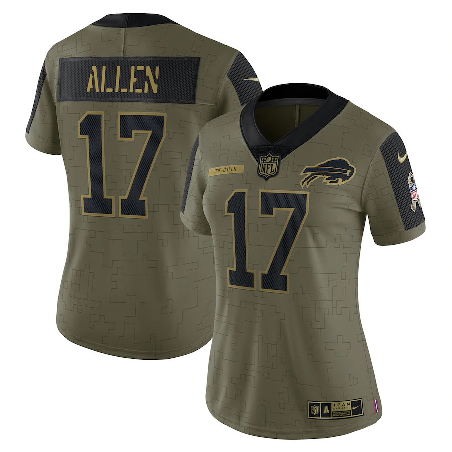 Buffalo Bills #17 Josh Allen Olive Women's 2021 Salute To Service Limited Player Jersey
