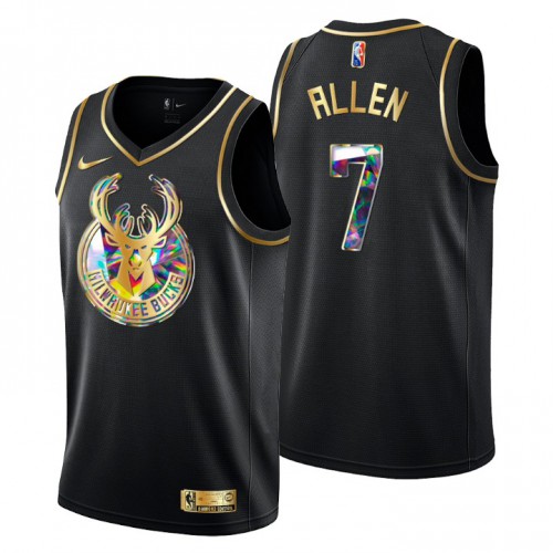 Milwaukee Milwaukee Bucks #7 Grayson Allen Mens Golden Edition Diamond Logo 2021/22 Swingman Jersey - Black Mens
