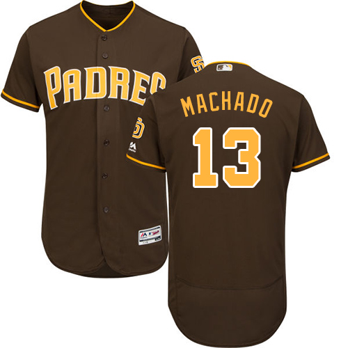 San Diego Padres #13 Manny Machado Brown Flexbase Authentic Collection Stitched Jersey Men's