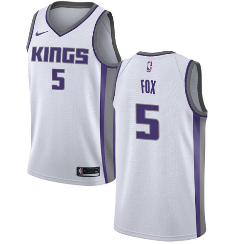 Sacramento Kings #5 DeAaron Fox White Womens Swingman Association Edition Jersey Womens