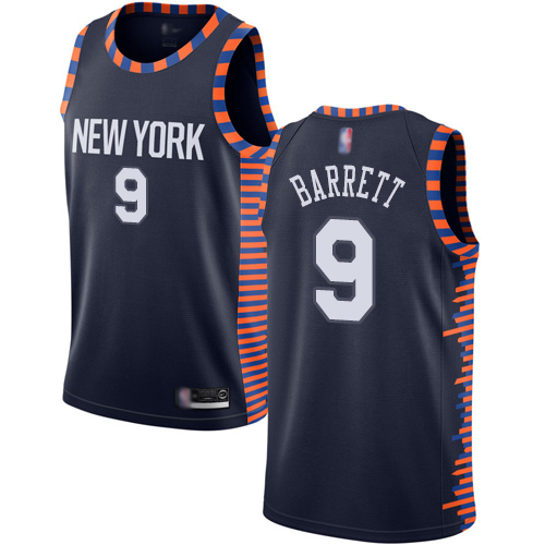New York Knicks #9 R.J. Barrett Navy Swingman City Edition 2018/19 Jersey Mens