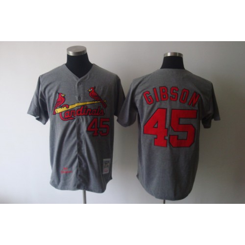 Mitchell And Ness 1967 St.Louis Cardinals #45 Bob Gibson Grey Stitched Throwback Jersey Men's