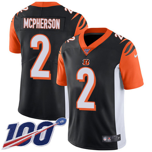 Bengals #2 Evan McPherson Black Team Color Men's Stitched 100th Season Vapor Untouchable Limited Jersey