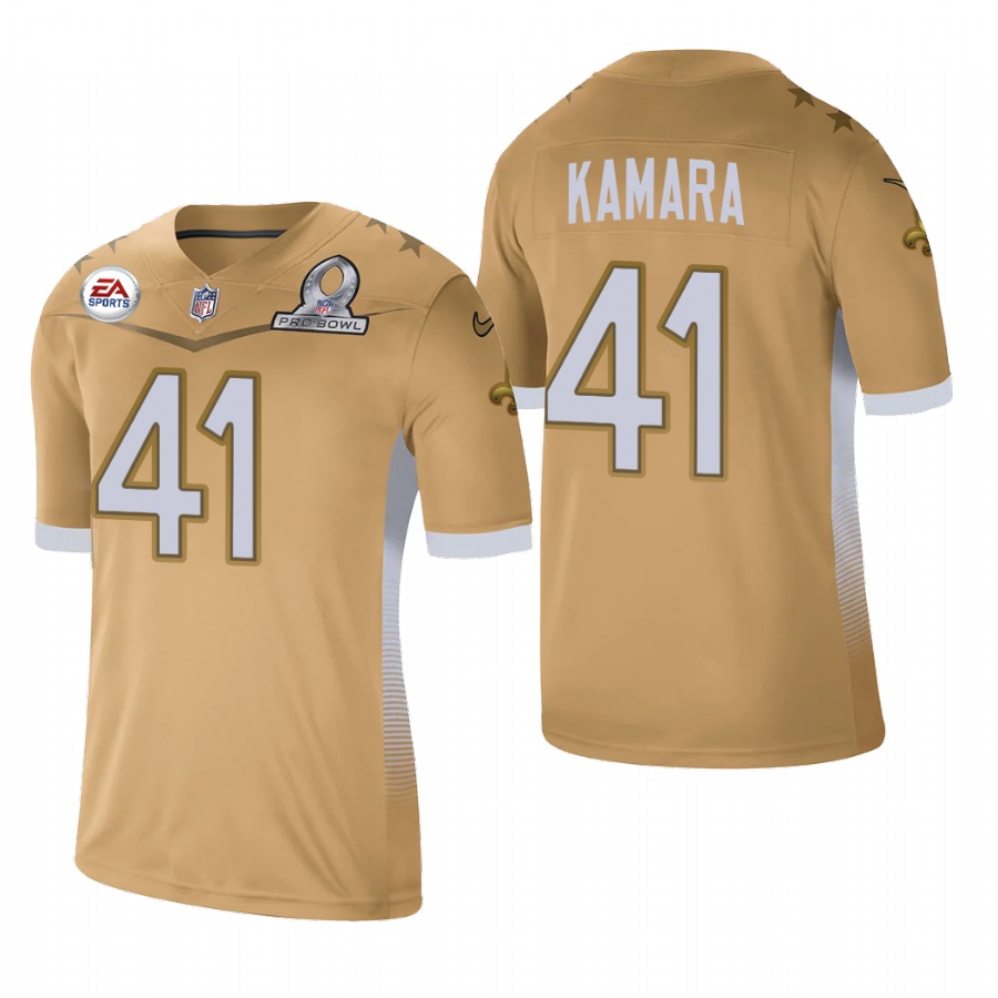 New Orleans Saints #41 Alvin Kamara 2021 NFC Pro Bowl Game Gold Jersey