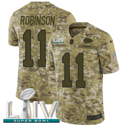 Kansas City Chiefs #11 Demarcus Robinson Camo Super Bowl LIV 2020 Men's Stitched Limited 2018 Salute To Service Jersey Men's