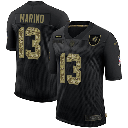Miami Dolphins #13 Dan Marino Men's 2020 Salute To Service Camo Limited Jersey Black