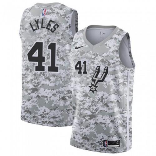 San Antonio Spurs #41 Trey Lyles White Camo Swingman Earned Edition Jersey Mens