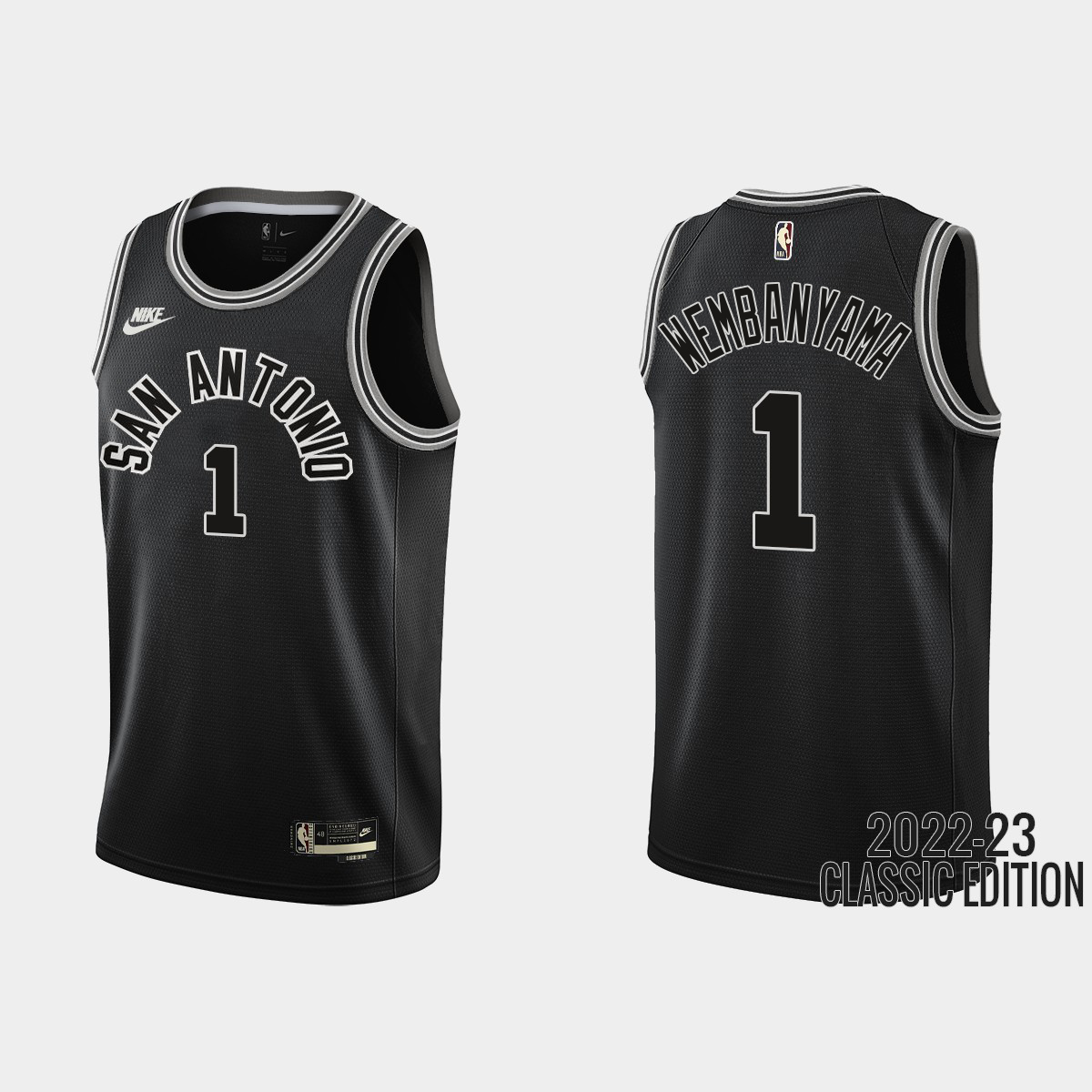 San Antonio Spurs #1 Victor Wembanyama Black Men's 2022-23 Classic Edition Jersey