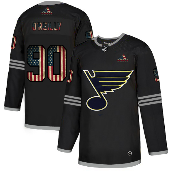 St. Louis Blues #90 Ryan O'Reilly Adidas Men's Black USA Flag Limited Jersey