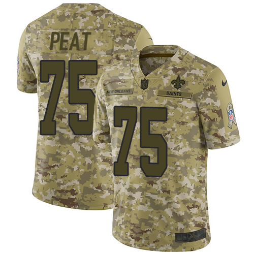 New Orleans Saints #75 Andrus Peat Camo Men's Stitched Limited 2018 Salute To Service Jersey Men's