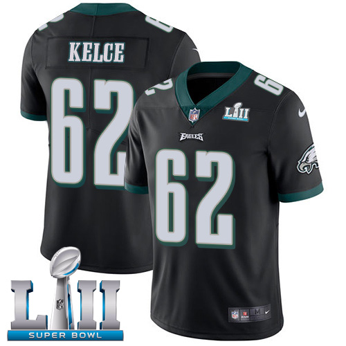Eagles #62 Jason Kelce Black Alternate Super Bowl LII Youth Stitched Vapor Untouchable Limited Jersey