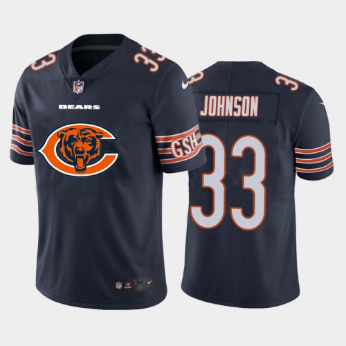 Chicago Chicago Bears #33 Jaylon Johnson Navy Blue Men's Big Team Logo Vapor Limited Jersey Men's