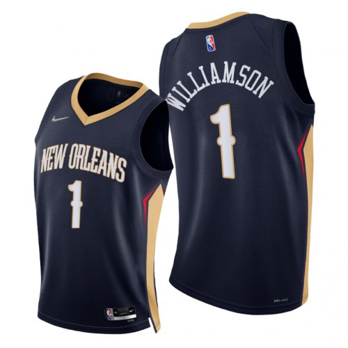 New Orleans Pelicans #1 Zion Williamson Youth 2021-22 75th Diamond Anniversary Jersey Navy Youth