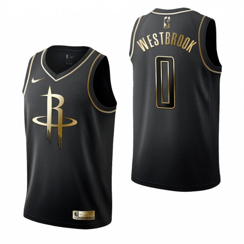 Houston Houston Rockets #0 Russell Westbrook Black Golden Edition Stitched Jersey Mens
