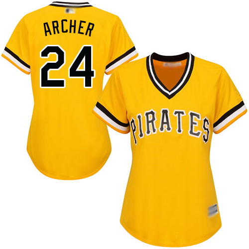 Pittsburgh Pirates #24 Chris Archer Gold Alternate Women's Stitched Jersey Womens