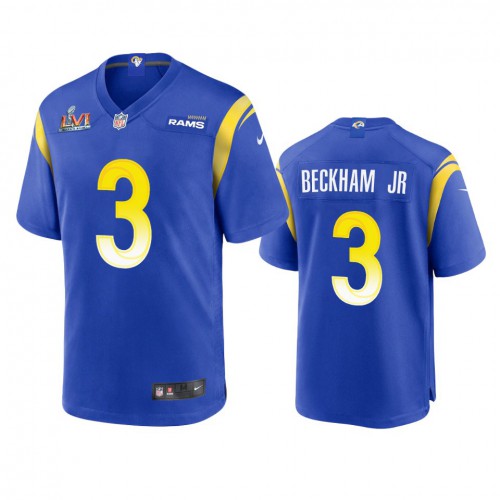 Los Angeles Los Angeles Rams #3 Odell Beckham Jr. Men's Super Bowl LVI Patch Game Jersey - Royal Men's