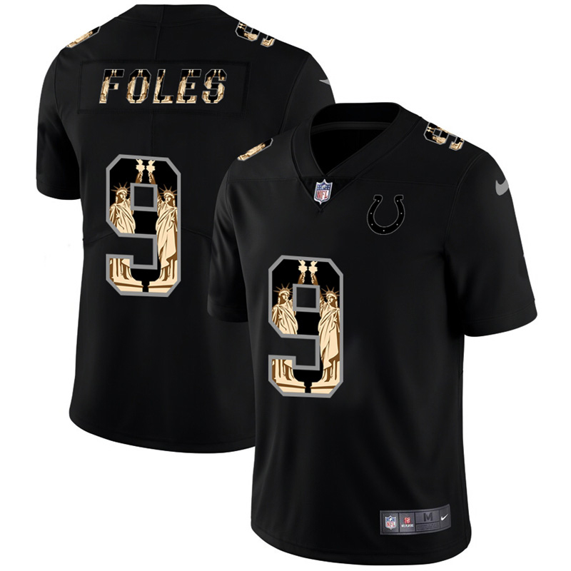 Indianapolis Colts #9 Nick Foles Carbon Black Vapor Statue Of Liberty Limited Jersey