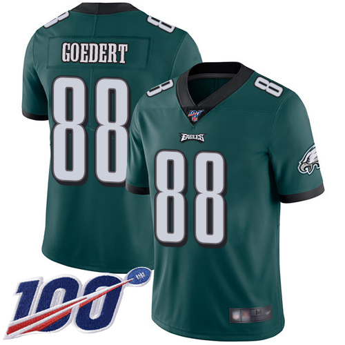 Eagles #88 Dallas Goedert Midnight Green Team Color Men's Stitched 100th Season Vapor Limited Jersey