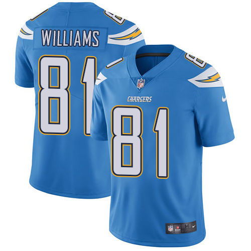 Los Angeles Chargers #81 Mike Williams Electric Blue Alternate Youth Stitched Vapor Untouchable Limited Jersey Youth