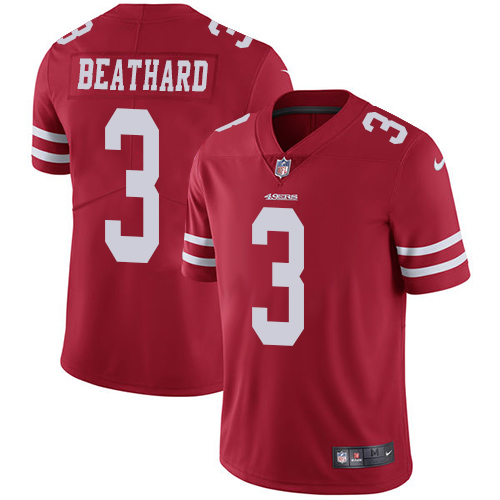 San Francisco 49ers #3 C.J. Beathard Red Team Color Men's Stitched Vapor Untouchable Limited Jersey Men's