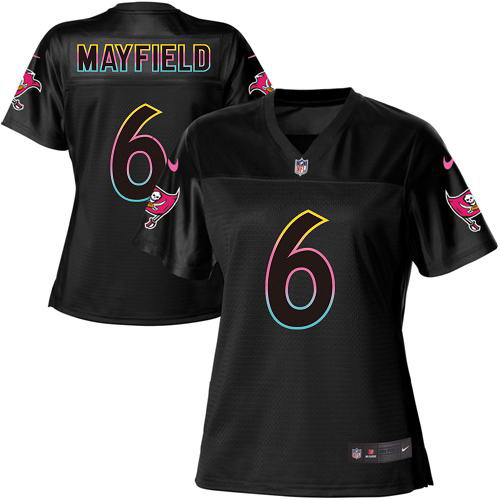 Buccaneers #6 Baker Mayfield Black Women's Fashion Game Jersey
