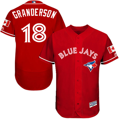 Toronto Blue Jays #18 Curtis Granderson Red Flexbase Authentic Collection Canada Day Stitched Jersey Men's