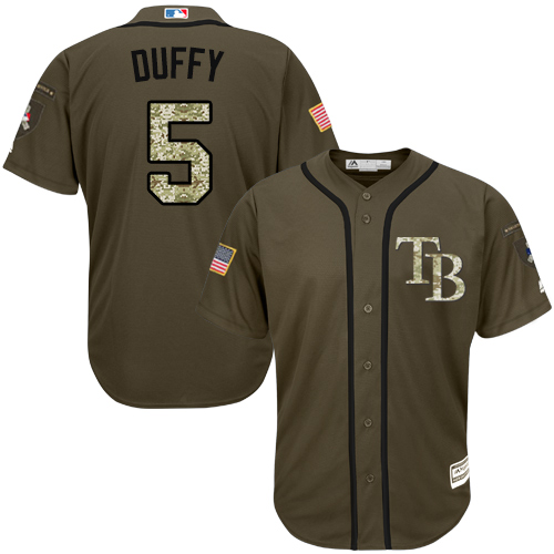 Tampa Bay Rays #5 Matt Duffy Green Salute to Service Stitched Jersey Men's