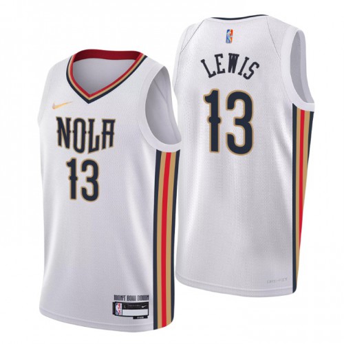 New Orleans New Orleans Pelicans #13 Kira Lewis Jr. Mens White 2021/22 Swingman Jersey - City Edition Mens