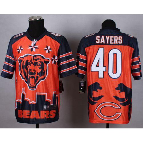 Chicago Bears #40 Gale Sayers Orange Men's Stitched Elite Noble Fashion Jersey Men's