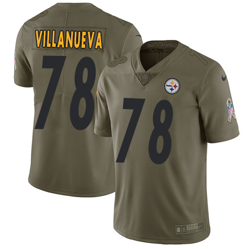 Pittsburgh Steelers #78 Alejandro Villanueva Olive Men's Stitched Limited 2017 Salute to Service Jersey Men's