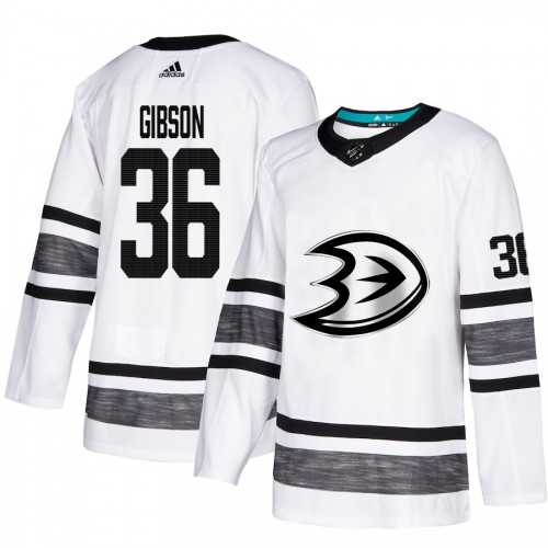 Adidas Anaheim Ducks #36 John Gibson White Authentic 2019 All-Star Stitched Jersey Men's