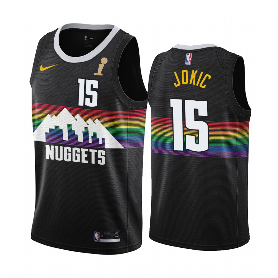 Nuggets #15 Nikola Jokic Women's 2023 Finals Champions Black City Edition Jersey