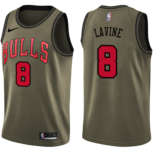 Chicago Bulls #8 Zach LaVine Green Salute to Service Youth Swingman Jersey Youth