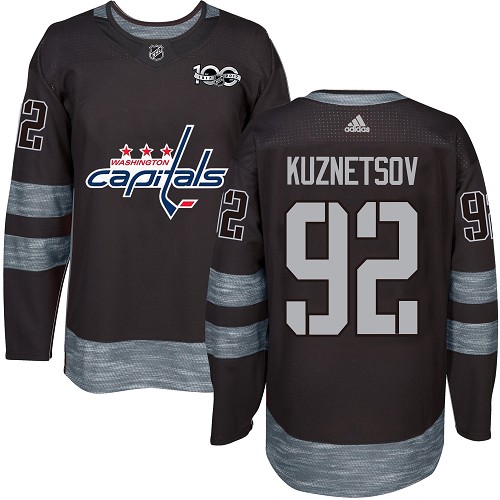 Adidas Washington Capitals #92 Evgeny Kuznetsov Black 1917-2017 100th Anniversary Stitched Jersey Men's