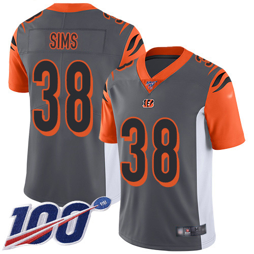 Cincinnati Bengals #38 LeShaun Sims Silver Men's Stitched Limited Inverted Legend 100th Season Jersey Men's