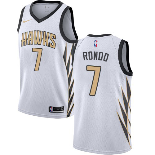 Atlanta Hawks #7 Rajon Rondo White Swingman City Edition 2018/19 Jersey Mens