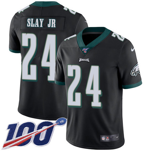Philadelphia Eagles #24 Darius Slay Jr Black Alternate Men's Stitched 100th Season Vapor Untouchable Limited Jersey Men's