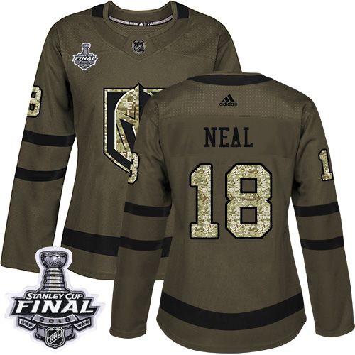 Adidas Golden Vegas Golden Knights #18 James Neal Green Salute to Service 2018 Stanley Cup Final Women's Stitched Jersey Womens