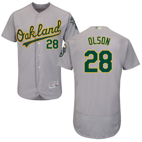 Oakland Athletics #28 Matt Olson Grey Flexbase Authentic Collection Stitched Jersey Men's