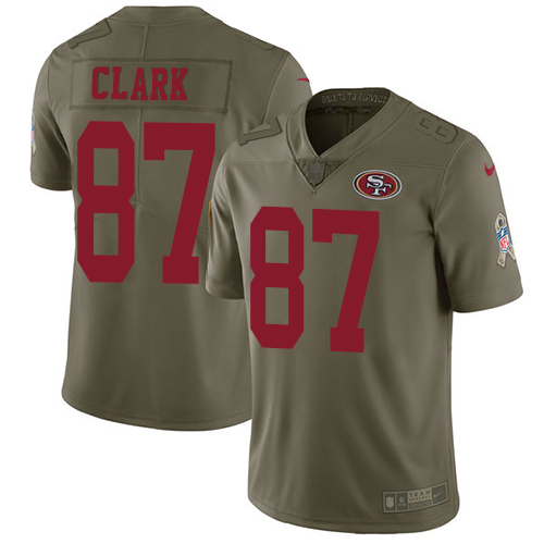 San Francisco 49ers #87 Dwight Clark Olive Men's Stitched Limited 2017 Salute to Service Jersey Men's