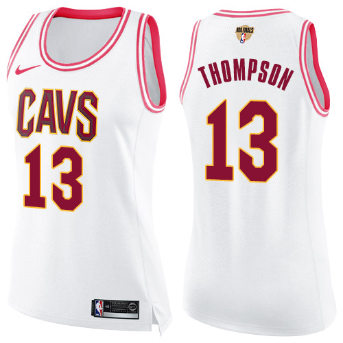 Cleveland Cavaliers #13 Tristan Thompson White/Pink The Finals Patch Womens Swingman Fashion Jersey Womens