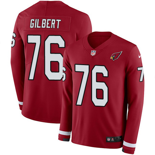 Arizona Cardinals #76 Marcus Gilbert Red Team Color Men's Stitched Limited Therma Long Sleeve Jersey Men's