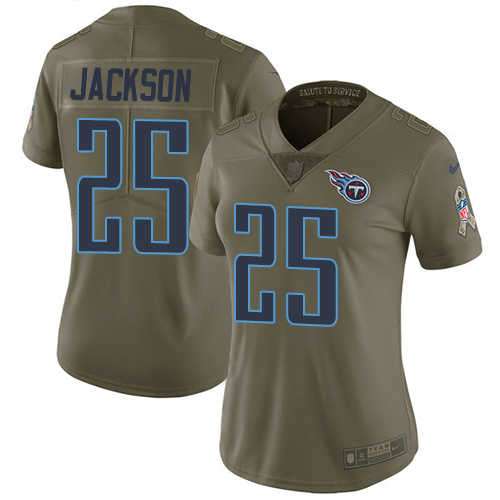 Tennessee Titans #25 Adoree' Jackson Olive Women's Stitched Limited 2017 Salute to Service Jersey Womens