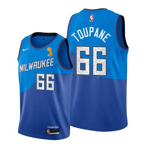 Milwaukee Bucks #66 Axel Toupane 2021 Finals Champions City Edition Jersey Blue Mens