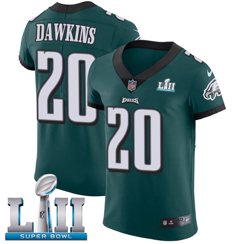 Eagles #20 Brian Dawkins Midnight Green Team Color Super Bowl LII Men's Stitched Vapor Untouchable Elite Jersey