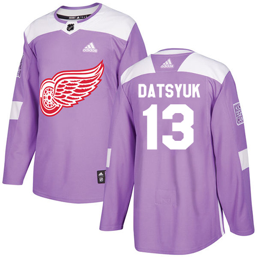 Adidas Detroit Red Wings #13 Pavel Datsyuk Purple Authentic Fights Cancer Stitched Jersey Men's